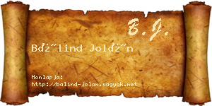 Bálind Jolán névjegykártya