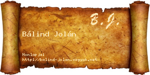 Bálind Jolán névjegykártya