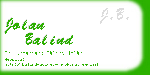jolan balind business card